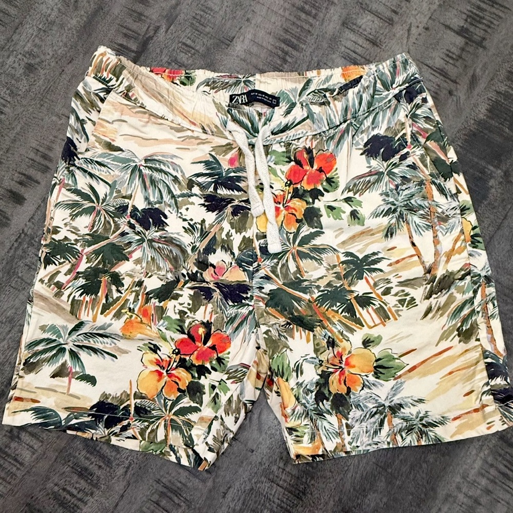 Zara Multicolor Tropical Print Shorts